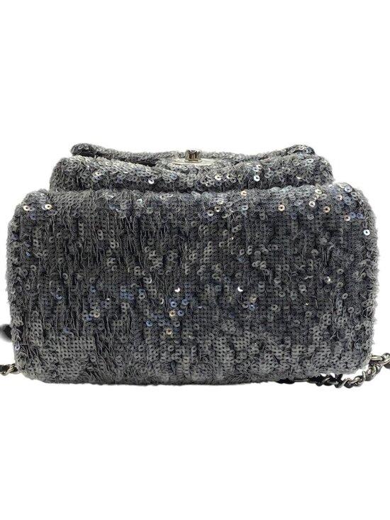 Chanel Sequin Waterfall Backpack CC Logo Gray Black Silver Lightweight Practical main image 10